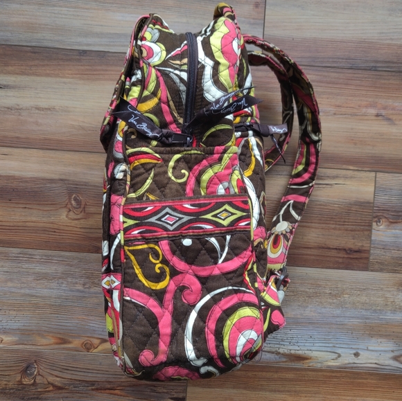 Vera Bradley Backpack Pucinni Floral Paisley Pattern Brown, Pink, and Green - Picture 5 of 12